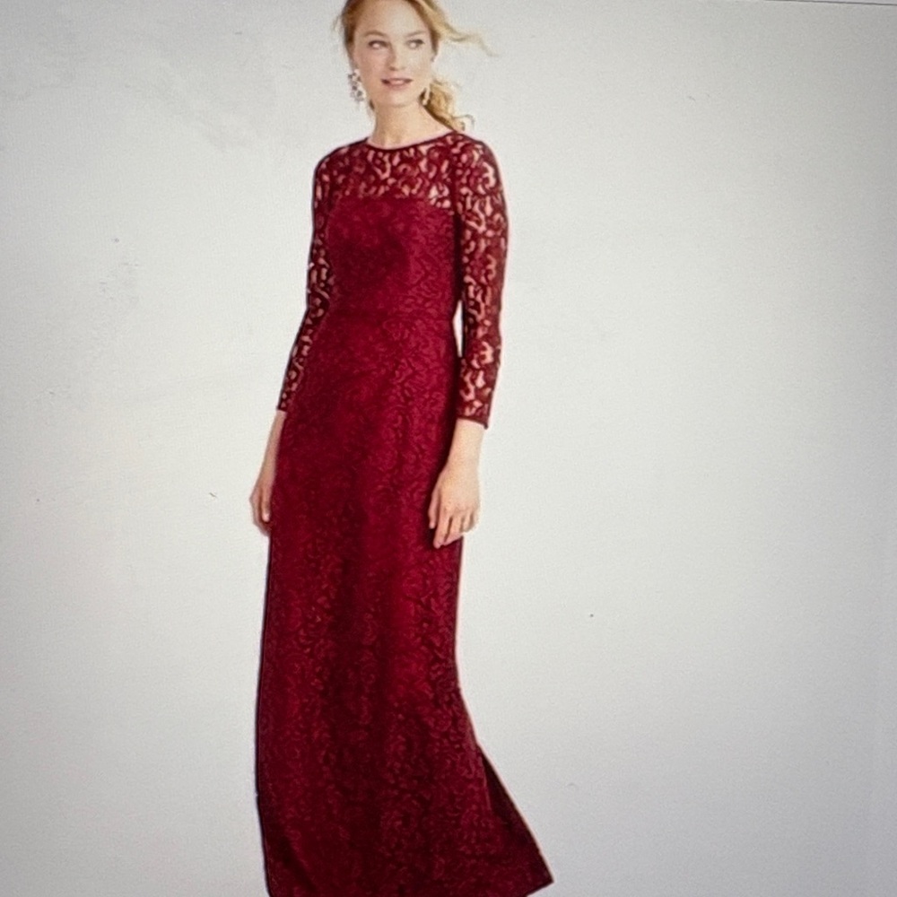 J Crew Selina Burgundy Lace Maxi Dress 6